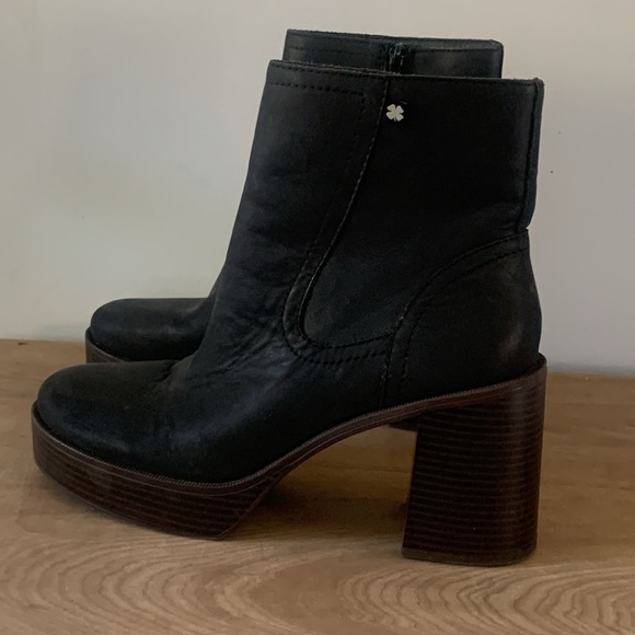 Lucky Brand Olliner Platform Bootie Matte (Black) size 9.5 M chunky leather zip - Picture 2 of 11